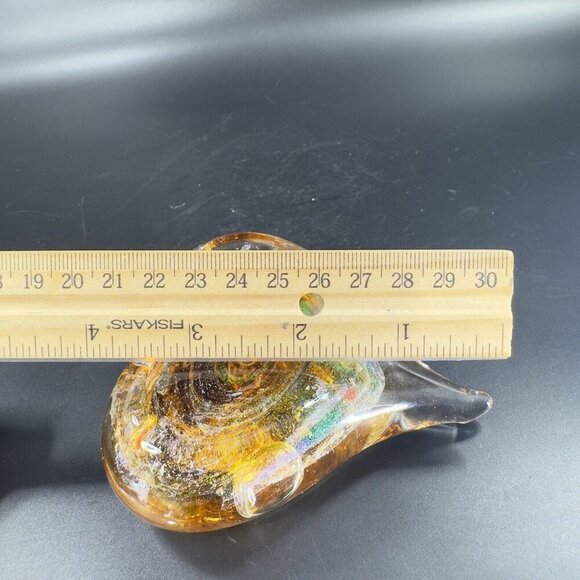 Hand Blown Art Glass Heart Figurine Paperweight Multicolor Swirls Artist Signed - Picture 12 of 16